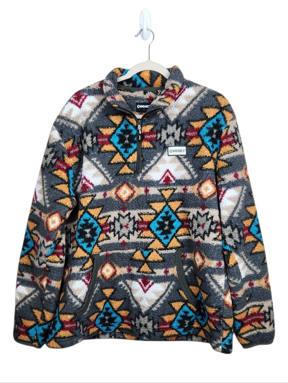 Hooey Aztec Southwestern Western Fleece 1/4 Zip Pullover Womens Size L Unisex